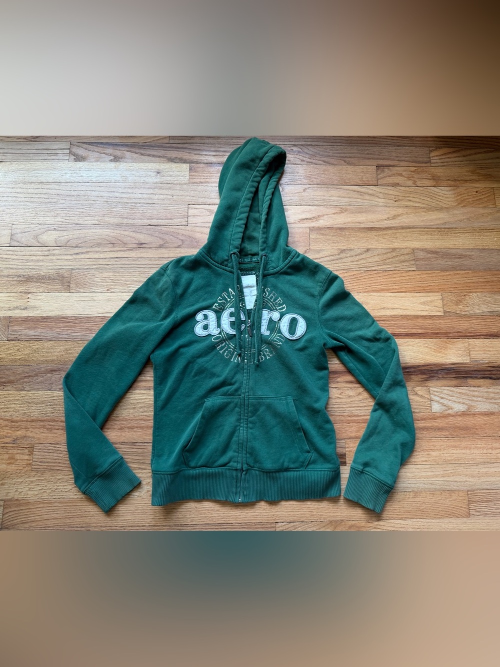 Y2K Aéropostale Green Hooded Zip-Up Sweatshirt Size M